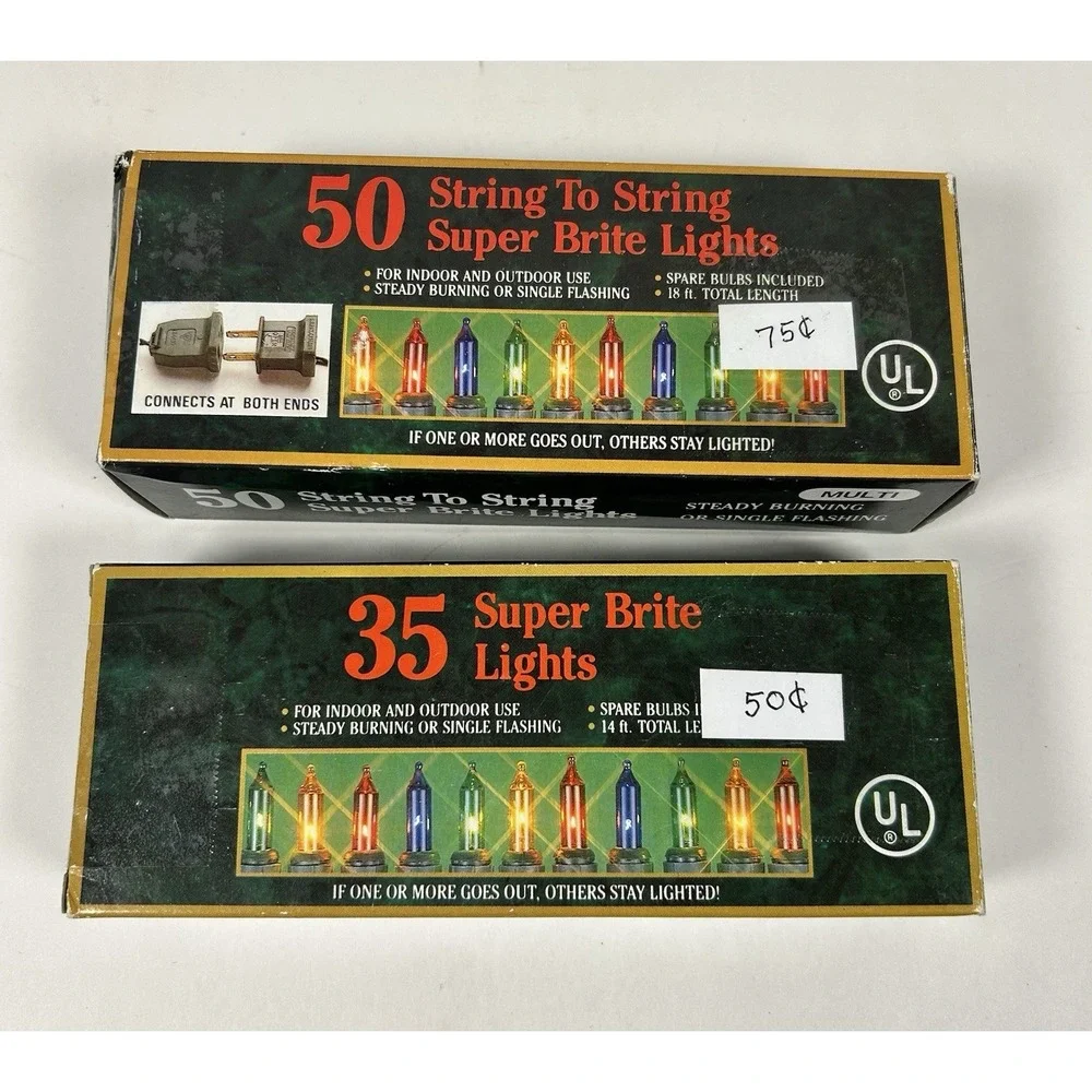 VTG String to String Super Brite Christmas Multi Colored 2 pack 85 lights 32' ft